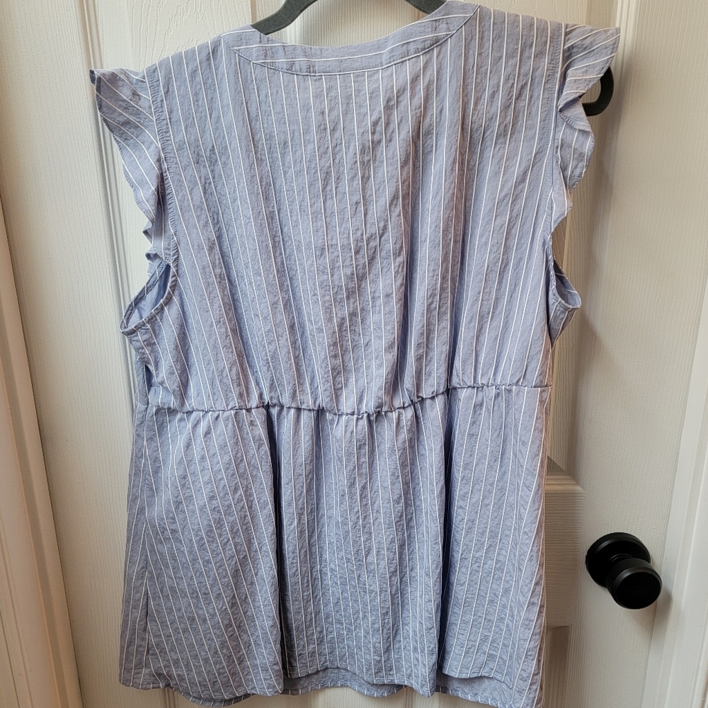 Blue and White Sleeveless Top - Picture 4 of 5